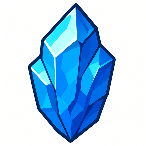 blue crystal.
In-Game asset.  2d.  High contrast.  No shadows