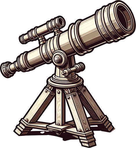 Telescope.
Single Game Texture.  In-Game asset.  2d.  Blank background.  High contrast.  No shadows