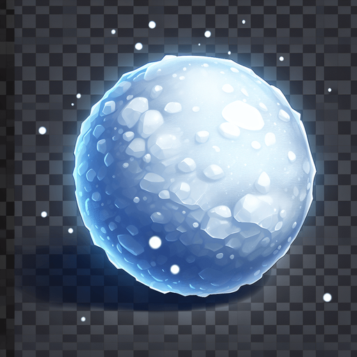 snow ball.
Single Game Texture.  In-Game asset.  2d.  Blank background.  High contrast
