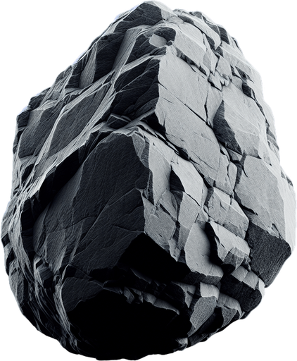single rock.
Single Game Texture.  In-Game asset.  2d.  Blank background.  High contrast.  No shadows