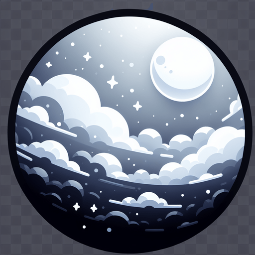 beyaz gökyüzü ay  delikli.
Single Game Texture. In-Game asset. 2d. Blank background. High contrast. No shadows.