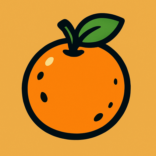 orange fruit.
In-Game asset.  2d.  High contrast.  No shadows. cartoon. simple. minimalistic