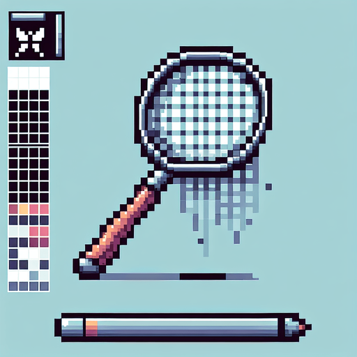 pixel butterfly catcher tool, standing straight, the net facing right.
Single Game Texture. In-Game asset. 2d. Blank background. High contrast. No shadows.