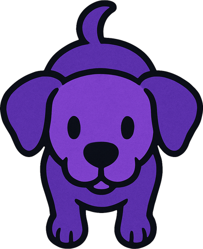 purple dog top view.
In-Game asset.  2d.  High contrast.  No shadows