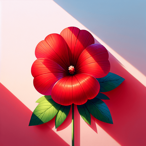 red flower.
Single Game Texture.  In-Game asset.  2d.  Blank background.  High contrast.  No shadows