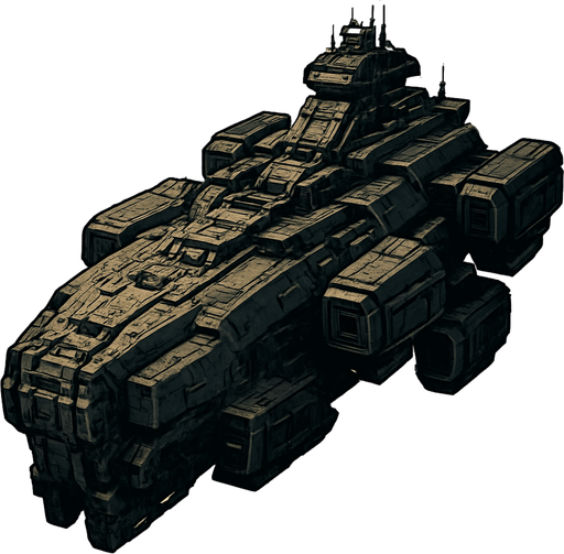 Giant and strong spaceship.
In-Game asset.  2d.  High contrast