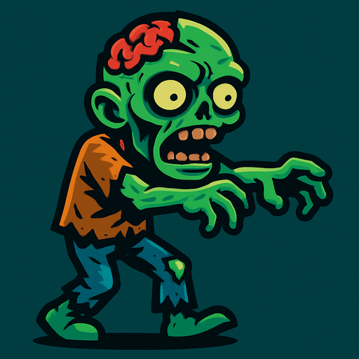 Zombie.
In-Game asset.  2d.  High contrast.  No shadows