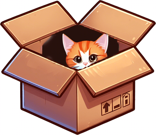 cute ginger cat peeking from a box.
