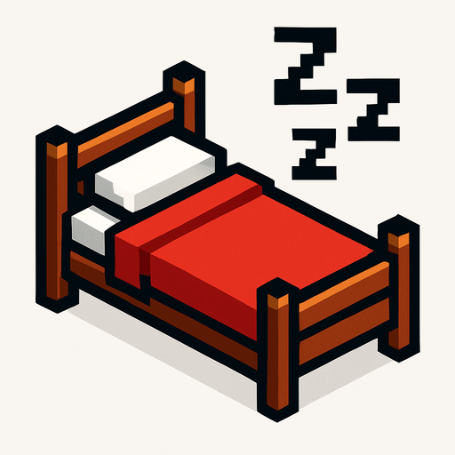 bed with zzz 2d pixel art.
In-Game asset.  2d.  High contrast.  No shadows