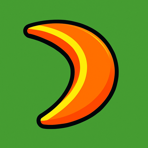 Survivor.io style 2D half-moon orange boomerang made by HABBY PTE. LTD.
In-Game asset.  2d.  High contrast.  No shadows