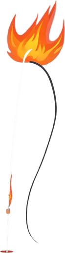 FLAMING NEEDLE. No background. Transparent background. Blank background. No shadows. 2d. In-Game asset. flat