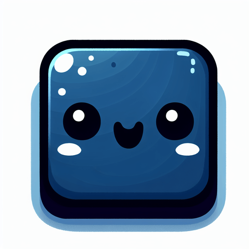 Perfectly square bright dark blue game piece with cute happy face. Cartoon style. Cute art style. Simple vector style. No Shadows. Single Game Texture. In-Game asset. 2d. Blank background. High contrast. No shadows..