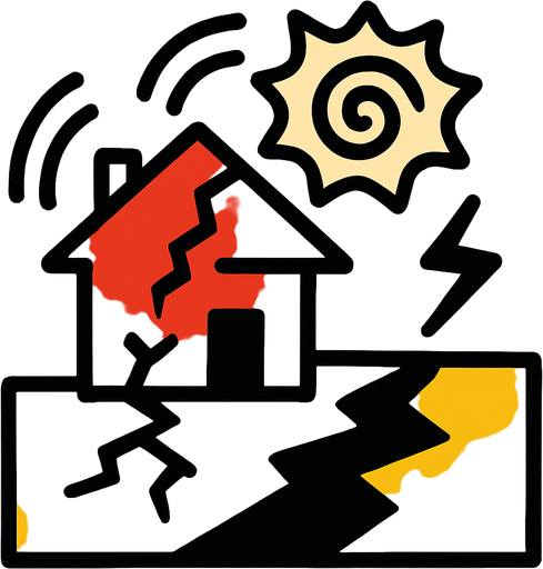 earthquake image.
In-Game asset.  2d.  High contrast.  No shadows