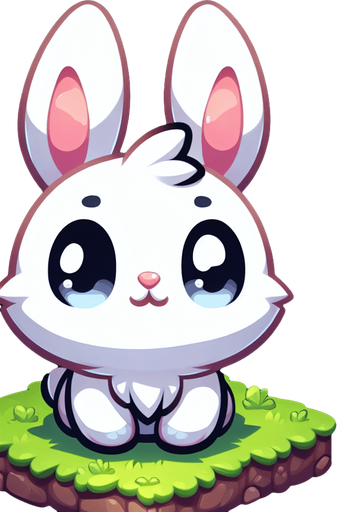 rabbit.
Single Game Texture. In-Game asset. 2d. Blank background. High contrast. No shadows.