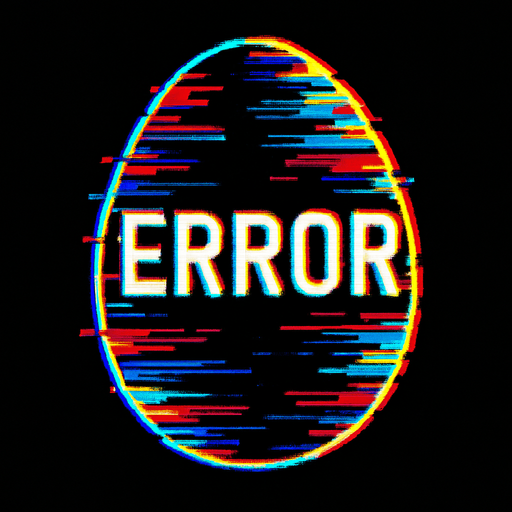 A glitched, Error egg.
In-Game asset.  2d.  High contrast.  No shadows