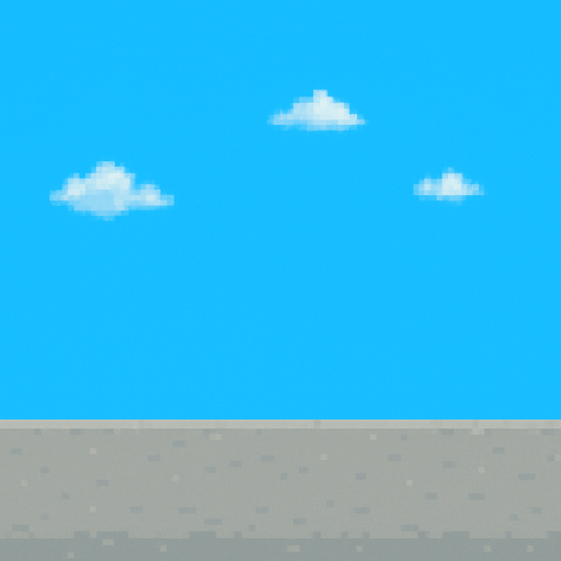 make the gray concrete shorter. make the clouds smaller, more realistic and less frequent.