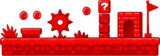 a 2d platformer straight and long that looks special in red.
In-Game asset.  2d.  High contrast.  No shadows