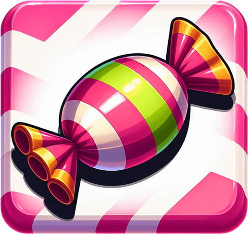 wraped candy classic.
Single Game Texture.  In-Game asset.  2d.  Blank background.  High contrast.  No shadows