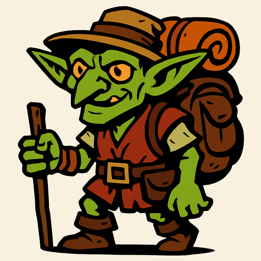 gezgin goblin.
In-Game asset.  2d.  High contrast.  No shadows