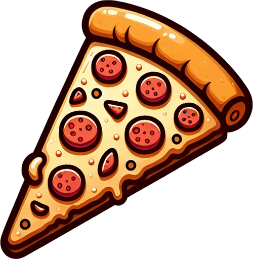Pizza slic
Single Game Texture. In-Game asset. 2d. Blank background. High contrast. No shadows.