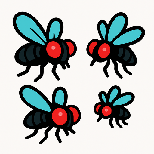 Que los enemigos sean como unas moscas que vuelan por ahí.
In-Game asset.  2d.  High contrast.  No shadows