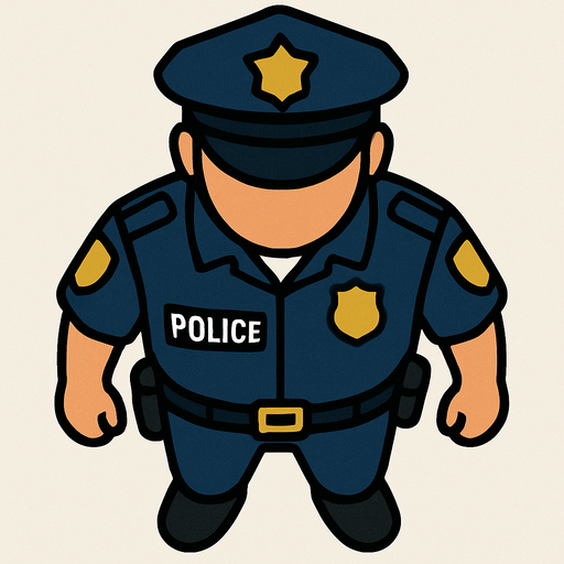 kuş bakışı polis ama kuzeye doğru baksın.
In-Game asset.  2d.  High contrast.  No shadows