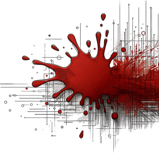 red splash. Clean lines. Low detail. 2d