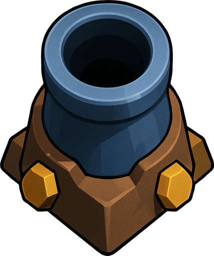 Mortar from Clash Royale without base, just the Mortar.
In-Game asset.  2d.  High contrast.  No shadows. Topdown
