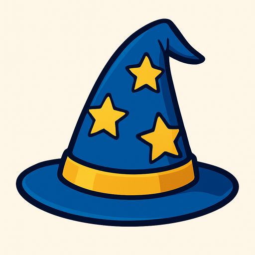 sombrero de mago de color azul 2d.
In-Game asset.  2d.  High contrast.  No shadows