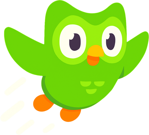 Duolingo but its flying.
In-Game asset.  2d.  High contrast.  No shadows