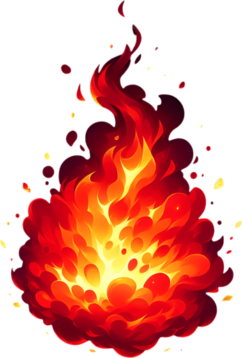 Fire particle. Single Game Texture. In-Game asset. 2d. black background. High contrast. No shadows.