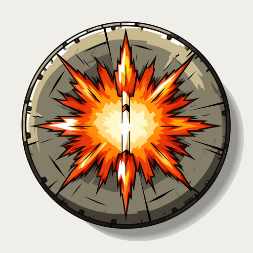 Extra missile powerup circle. Missile and plus sign.
Single Game Texture. In-Game asset. 2d. Pixelart. White background. Blank background. Low detail. High contrast.