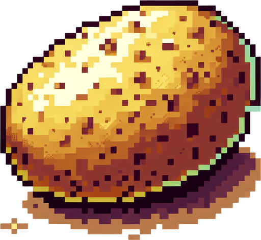 A 16 bit potato. Delicious, hearty potato 🥔 no border, no UI.
Single Game Texture. In-Game asset. 2d. Blank background. High contrast. No shadows.