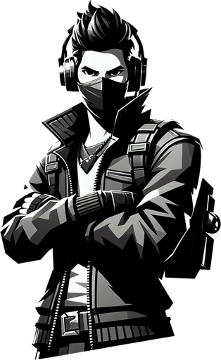 Dj alok character from free fire.
Single Game Texture. In-Game asset. 2d. Blank background. High contrast. No shadows.