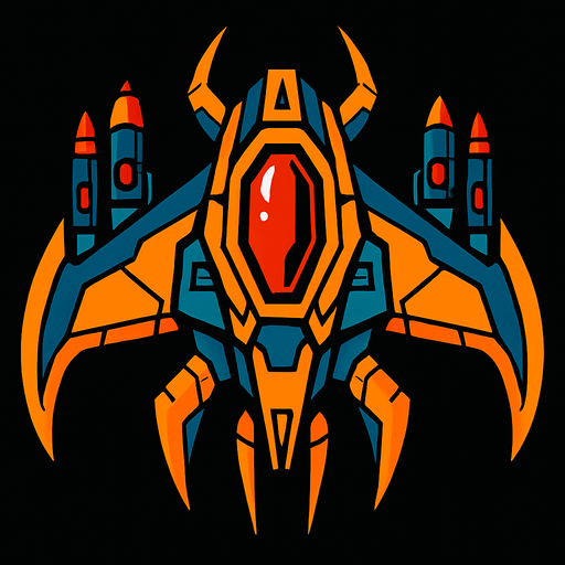 boss enimey space ship.
In-Game asset.  2d.  High contrast.  No shadows