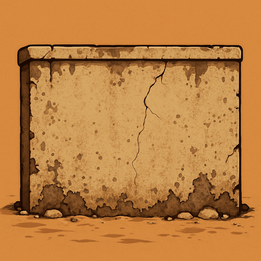 2d old concrete wall suitable for desert atmosphere.
In-Game asset.  2d.  High contrast.  No shadows