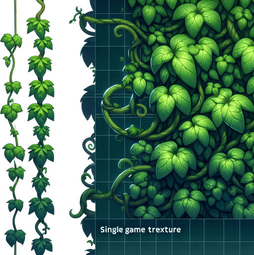 vine.
Single Game Texture. In-Game asset. 2d. Blank background. High contrast. No shadows.