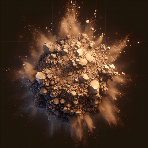 Dirt particle.
Single Game Texture.  In-Game asset.  2d.  Blank background.  High contrast.  No shadows