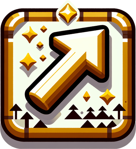 An arrow pointing upwards. Should look like it's pointing to something valuable.
Single Game Texture. In-Game asset. 2d. Blank background. High contrast. No shadows.