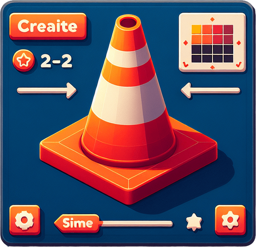a orange road cone.
Single Game Texture. In-Game asset. 2d. Blank background. High contrast. No shadows.