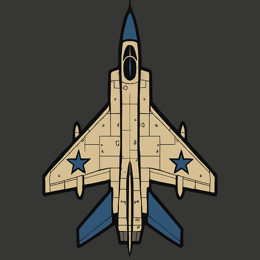 A Su-15 Flagon heavy Interceptor aircraft..
In-Game asset.  2d.  High contrast.  No shadows. Top down view