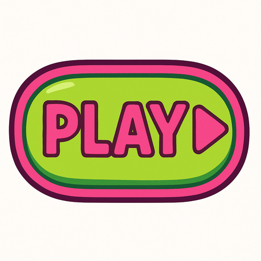 Boton de play de color verde y rosa.
In-Game asset.  2d.  High contrast.  No shadows