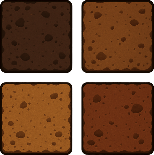 Pack of different Dirt, square.
In-Game asset.  2d.  High contrast.  No shadows