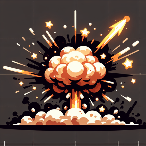 explosion.
Single Game Texture. In-Game asset. 2d. Blank background. High contrast. No shadows.