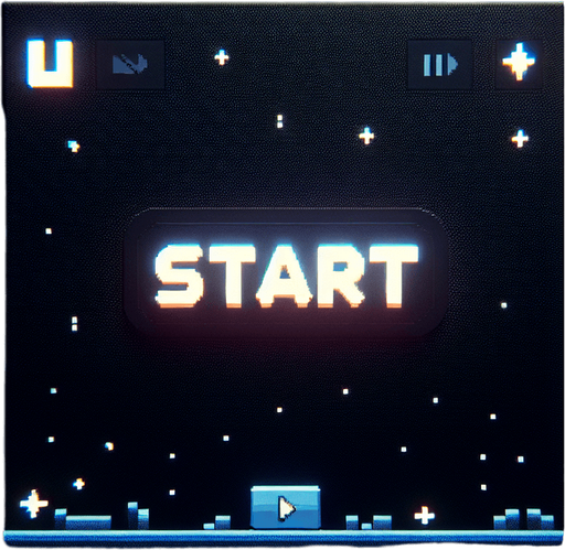 Black background with word start in middle.
Single Game Texture. In-Game asset. 2d. Blank background. High contrast. No shadows.