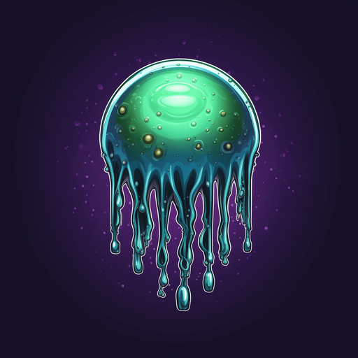 Single alien slime bullet, round.
Game Texture. In-Game asset. 2d. Pixelart. blank background. Low detail. High contrast.
