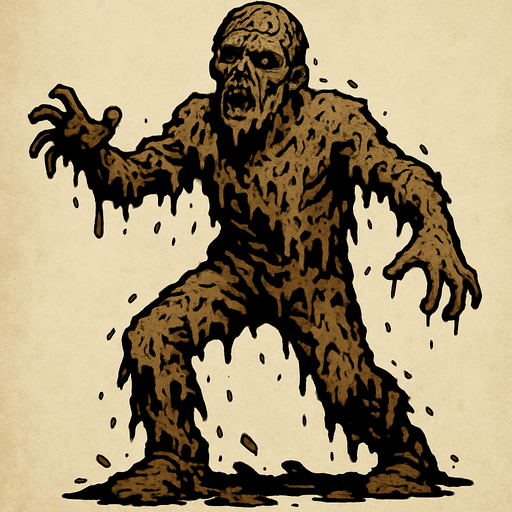 a zombie covered in mud.
In-Game asset.  2d.  High contrast.  No shadows