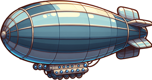 Дирижабль, мультяшный.
Single Game Texture.  In-Game asset.  2d.  Blank background.  High contrast.  No shadows
