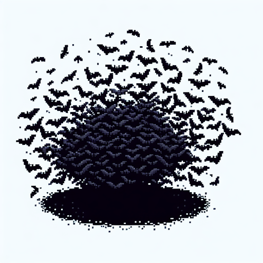 pixel art of a small swarm of black bats
Single Game Texture. In-Game asset. 2d. Blank background. High contrast. No shadows.
