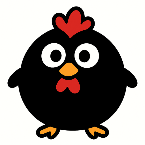ball chicken and black.
In-Game asset.  2d.  High contrast.  No shadows